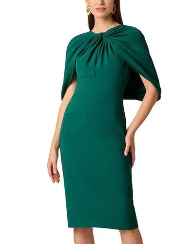 Aidan Mattox Crepe Cape Dress In Green