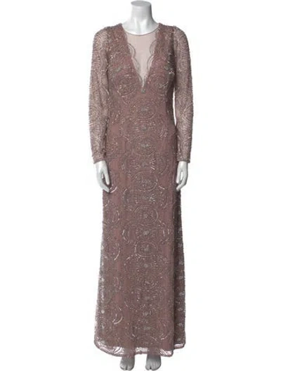 Pre-owned Aidan Mattox Crew Neck Long Dress