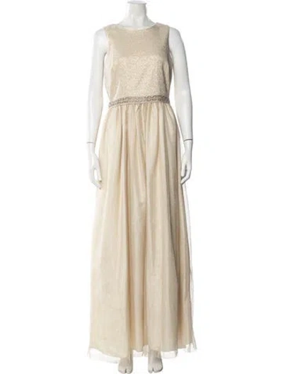 Pre-owned Aidan Mattox Crew Neck Long Dress