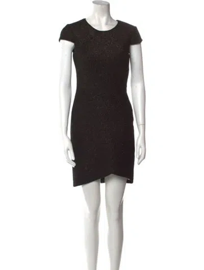 Pre-owned Aidan Mattox Crew Neck Mini Dress In Black