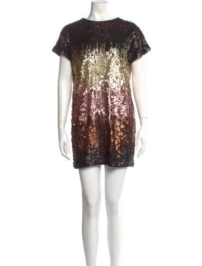 Pre-owned Aidan Mattox Crew Neck Mini Dress In Black