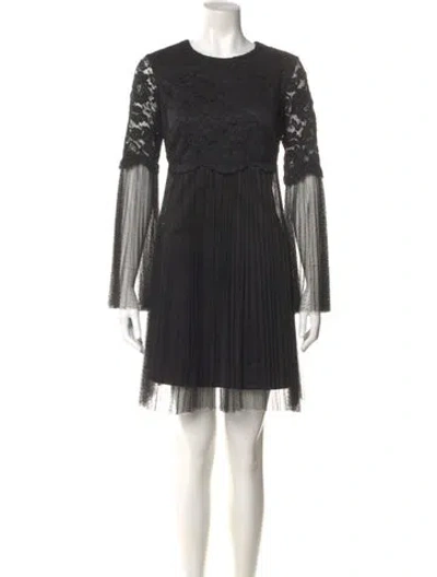 Pre-owned Aidan Mattox Crew Neck Mini Dress In Black