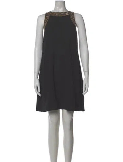 Pre-owned Aidan Mattox Crew Neck Mini Dress In Gray