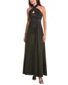 Aidan Mattox Crossover Halter Gown In Black