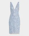 Aidan Mattox By Adrianna Papell Floral Beaded Cocktail Sheath Dress In Clear Water