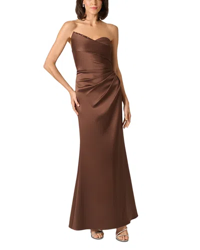 Aidan Mattox Duchess Satin Strapless Gown In Multi