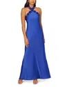 Aidan Mattox Embellished Halter Gown In Deep Sapphire