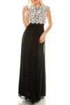 Aidan Mattox Embellished Lace Top Evening Dress In Ivory Black