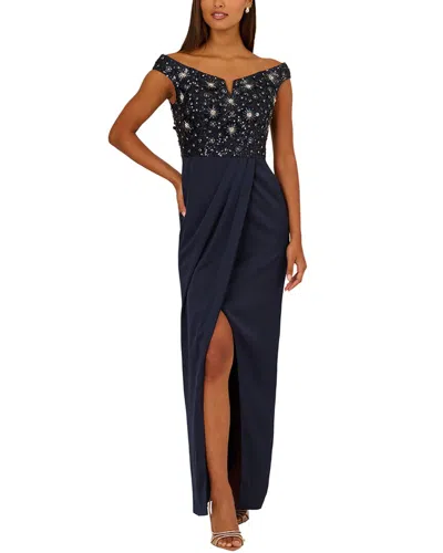 Aidan Mattox Embellished Maxi Dress In Blue