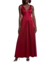 Aidan Mattox Embellished Neckline A-line Gown In Red
