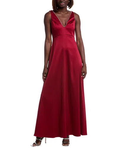 AIDAN MATTOX EMBELLISHED NECKLINE A-LINE GOWN