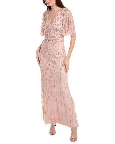 Aidan Mattox Embellished Tulle Maxi Dress In Pink