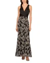 Aidan Mattox Sleeveless Floral-embroidered Gown In Moonstone