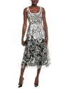 Aidan Mattox Embroidered Midi Dress In Gray