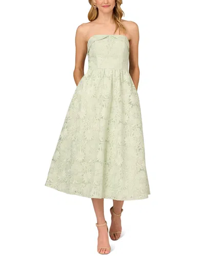 Aidan Mattox Embroidered Organza Ballgown In Green