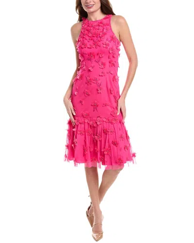 AIDAN MATTOX AIDAN MATTOX FLORAL APPLIQUE EMBELLISHED MIDI DRESS
