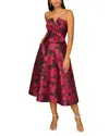 Aidan Mattox Floral Jacquard Midi Dress In Black