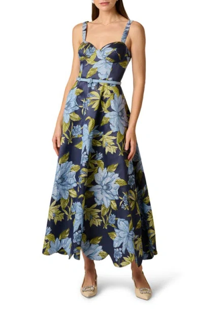 Aidan Mattox Floral Jacquard Party Dress In Pattern