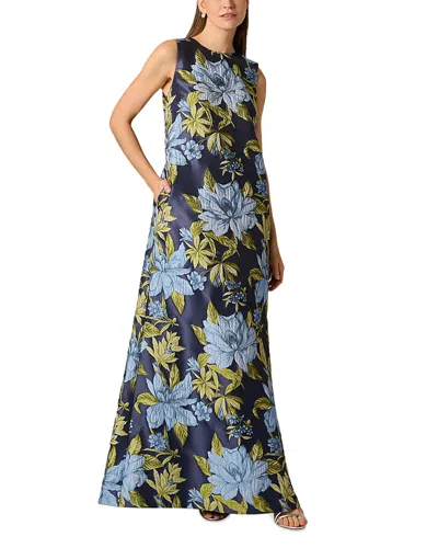 Aidan Mattox Floral Jacquard Trapeze Gown In Neutral