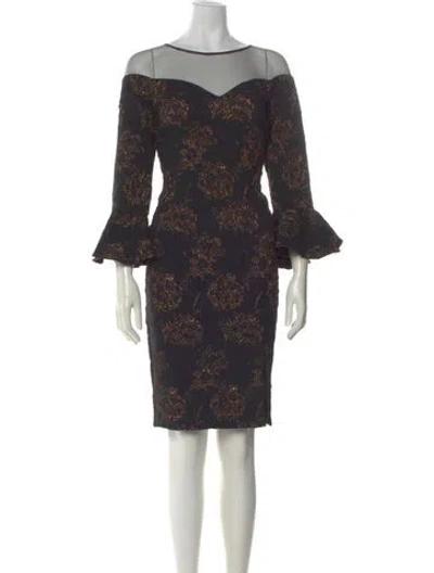 Pre-owned Aidan Mattox Floral Print Knee-length Dress In Multi