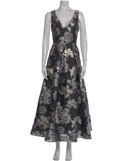 Pre-owned Aidan Mattox Floral Print Long Dress