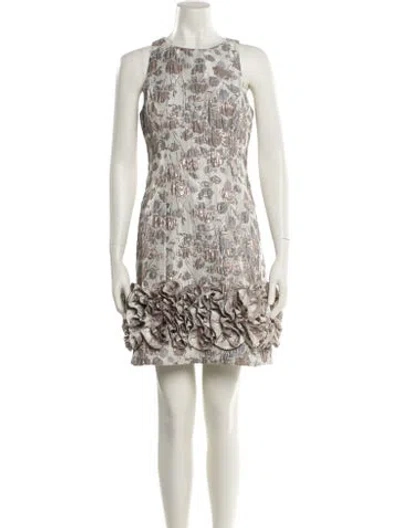 Pre-owned Aidan Mattox Floral Print Mini Dress In Multi