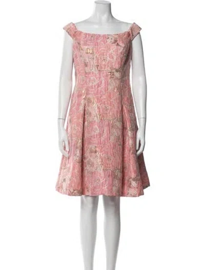 Pre-owned Aidan Mattox Floral Print Mini Dress In Pink