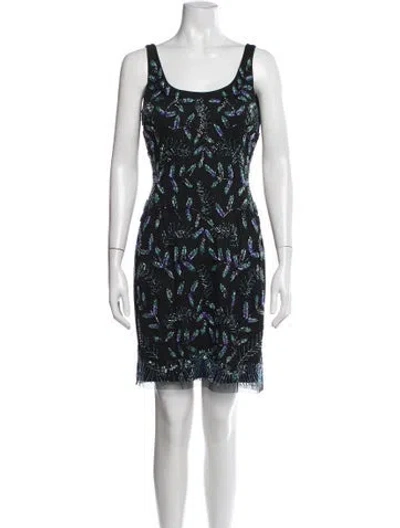 Pre-owned Aidan Mattox Floral Print Mini Dress W/ Tags In Black