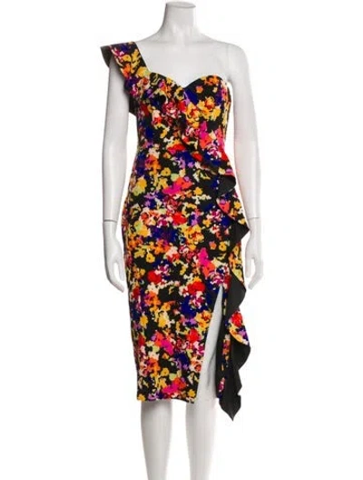 Pre-owned Aidan Mattox Floral Print Mini Dress W/ Tags In Pink