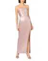 Aidan Mattox Foiled Mikado Gown In Mauve Silver