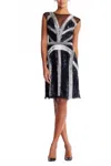Aidan Mattox Full Beaded Sleeveless Party Dress In Black In Black