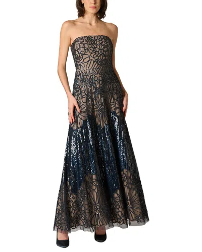 Aidan Mattox Fully Beaded Long Dress In Black