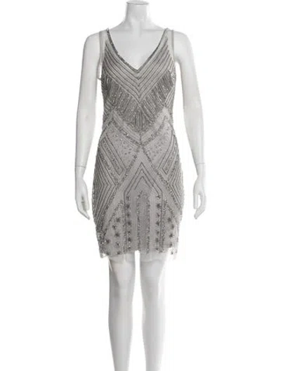 Pre-owned Aidan Mattox Graphic Print Mini Dress In Neutral