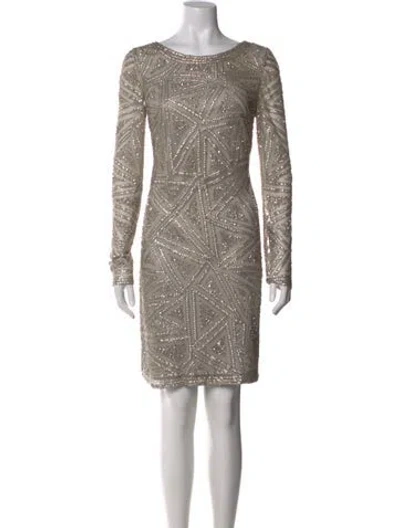 Pre-owned Aidan Mattox Graphic Print Mini Dress W/ Tags In Neutral