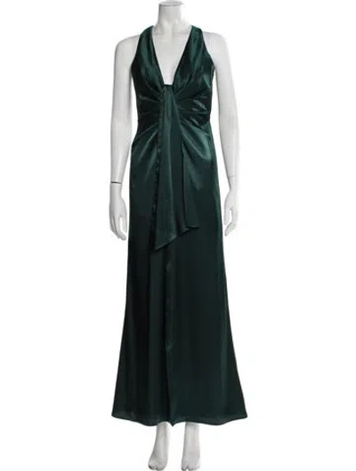 Pre-owned Aidan Mattox Halterneck Long Dress