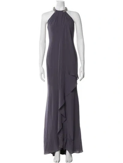 Pre-owned Aidan Mattox Halterneck Long Dress In Purple