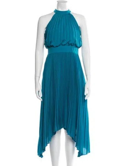 Pre-owned Aidan Mattox Halterneck Midi Length Dress In Blue