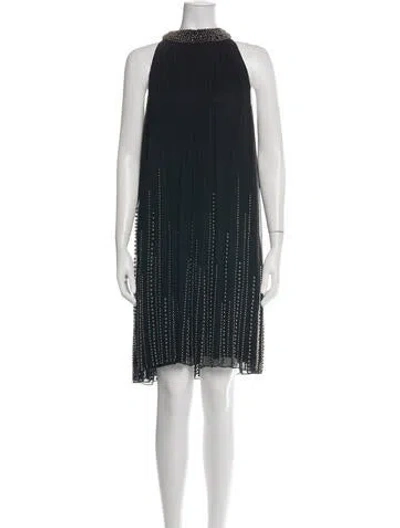 Pre-owned Aidan Mattox Halterneck Mini Dress In Black