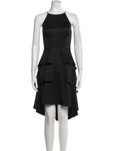 Pre-owned Aidan Mattox Halterneck Mini Dress In Black