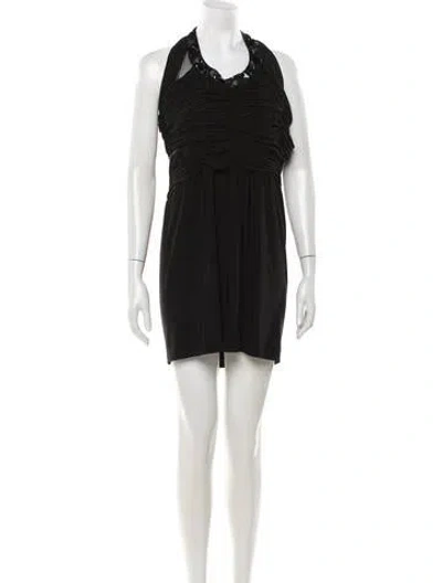 Pre-owned Aidan Mattox Halterneck Mini Dress In Black