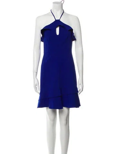 Pre-owned Aidan Mattox Halterneck Mini Dress In Blue