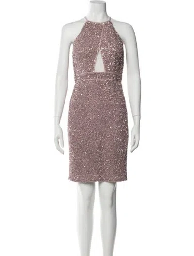 Pre-owned Aidan Mattox Halterneck Mini Dress In Purple