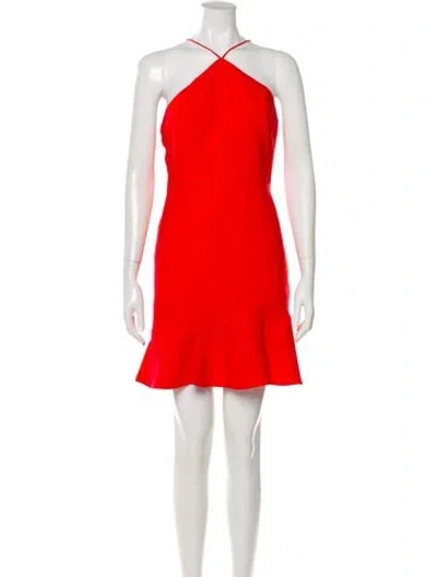 Pre-owned Aidan Mattox Halterneck Mini Dress W/ Tags In Red
