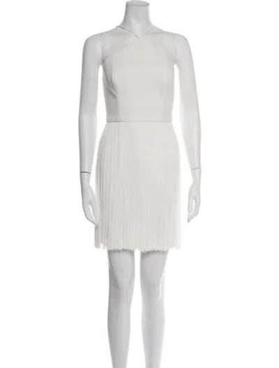 Pre-owned Aidan Mattox Halterneck Mini Dress In White