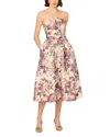 Aidan Mattox By Adrianna Papell Floral Strapless Jacquard Cocktail Dress In Pink Multi