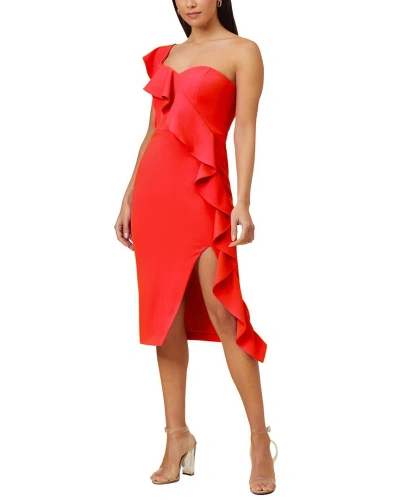 Aidan Mattox Knit Crepe Cocktail Dress In Red