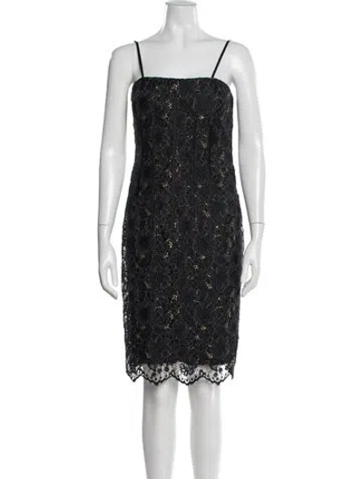 Pre-owned Aidan Mattox Lace Knee-length Dress In Black