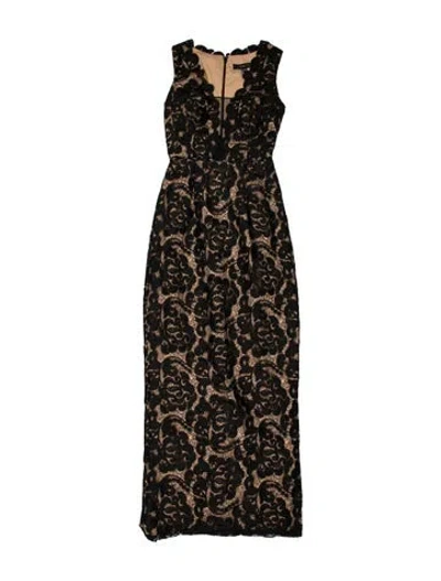 Pre-owned Aidan Mattox Lace Long Dress In Black