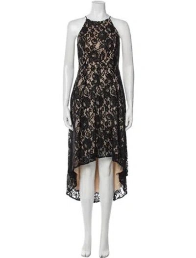 Pre-owned Aidan Mattox Lace Long Dress In Black