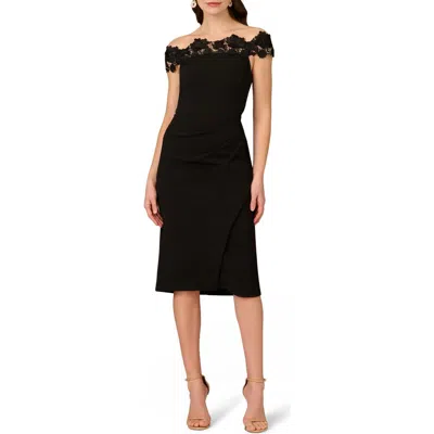 Aidan Mattox Lace Off The Shoulder Crepe Dress